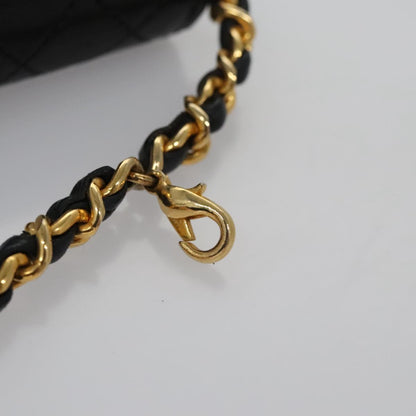 CHANEL Mini Mini Matelasse Chain Pouch Lamb Skin Black Gold CC yk17185