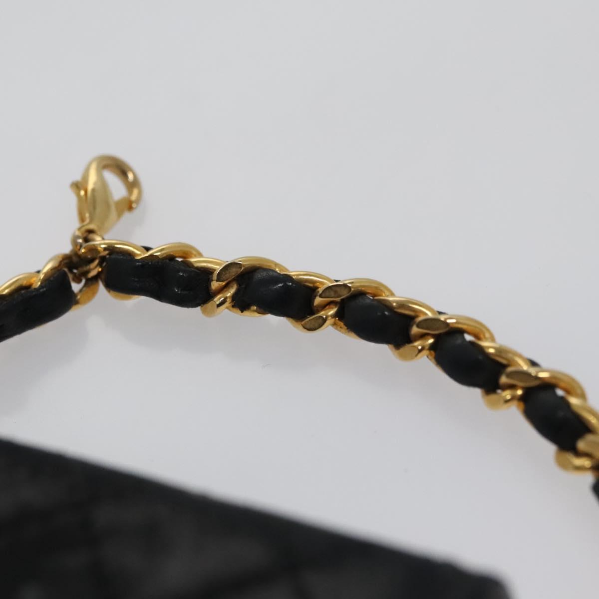 CHANEL Mini Mini Matelasse Chain Pouch Lamb Skin Black Gold CC yk17185