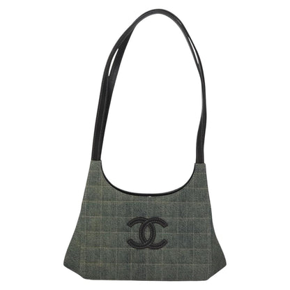 CHANEL Choco Bar COCO Mark Shoulder Bag Denim Blue CC yk17231A