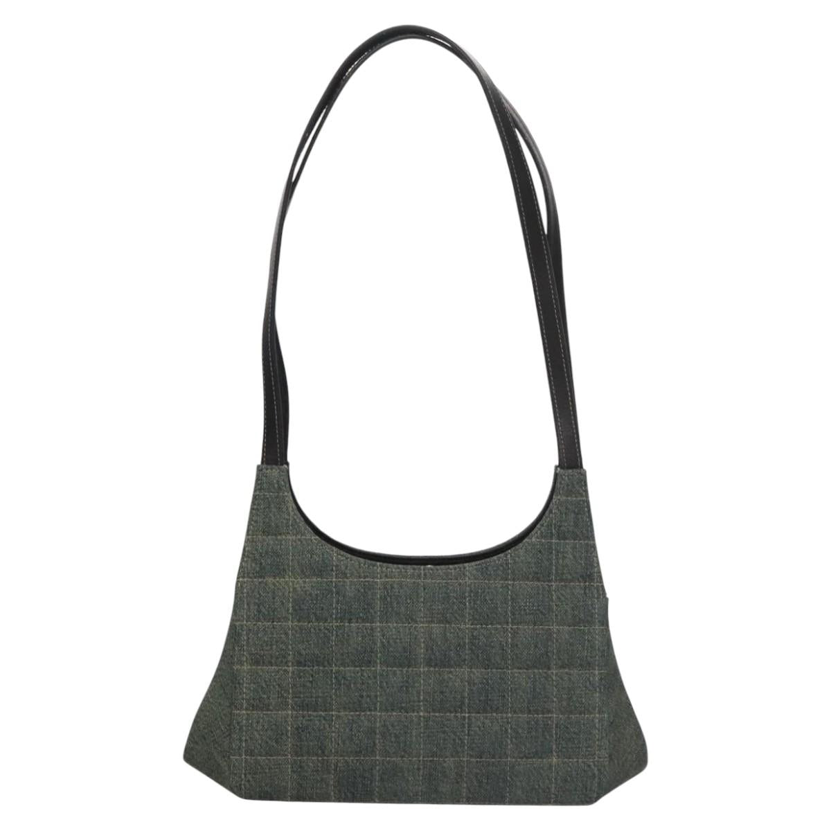 CHANEL Choco Bar COCO Mark Shoulder Bag Denim Blue CC yk17231A