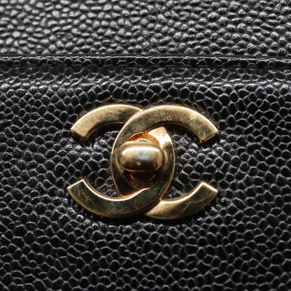 CHANEL COCO Mark Tote Bag Caviar Skin Black Gold CC yk17238A
