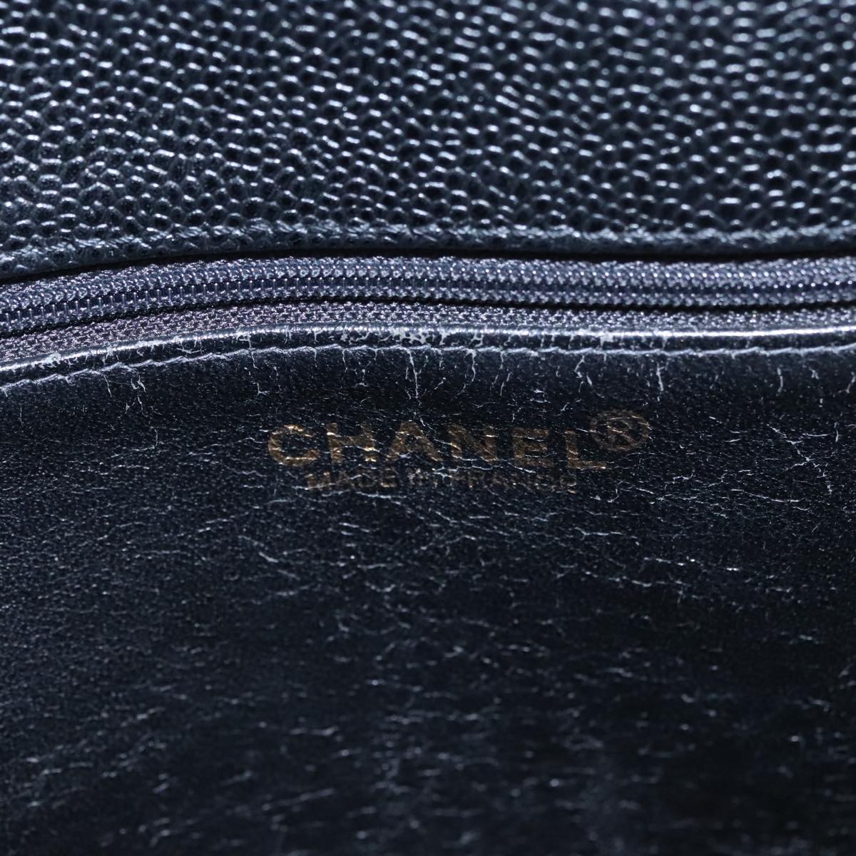 CHANEL COCO Mark Tote Bag Caviar Skin Black Gold CC yk17238A