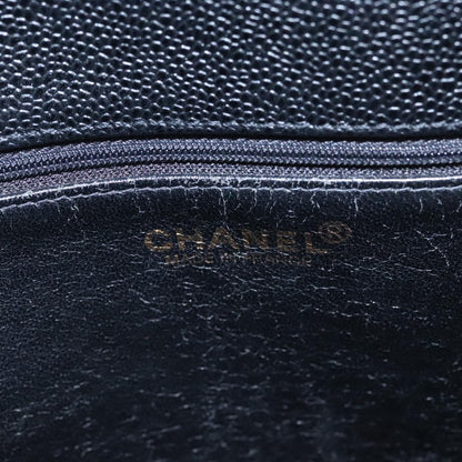 CHANEL COCO Mark Tote Bag Caviar Skin Black Gold CC yk17238A