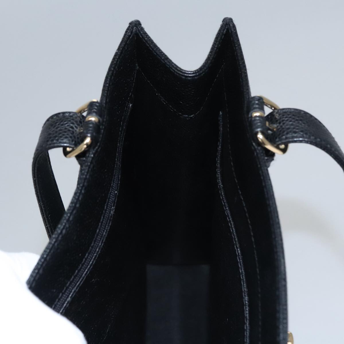 CHANEL COCO Mark Tote Bag Caviar Skin Black Gold CC yk17238A