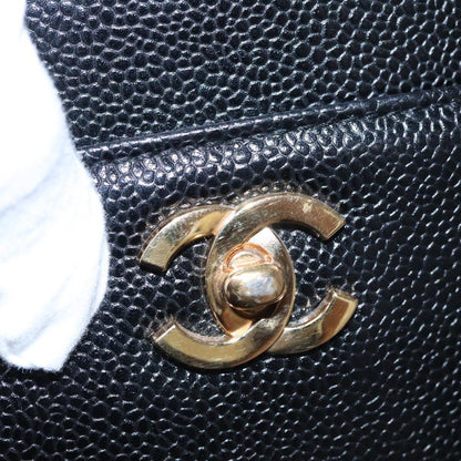 CHANEL COCO Mark Tote Bag Caviar Skin Black Gold CC yk17238A