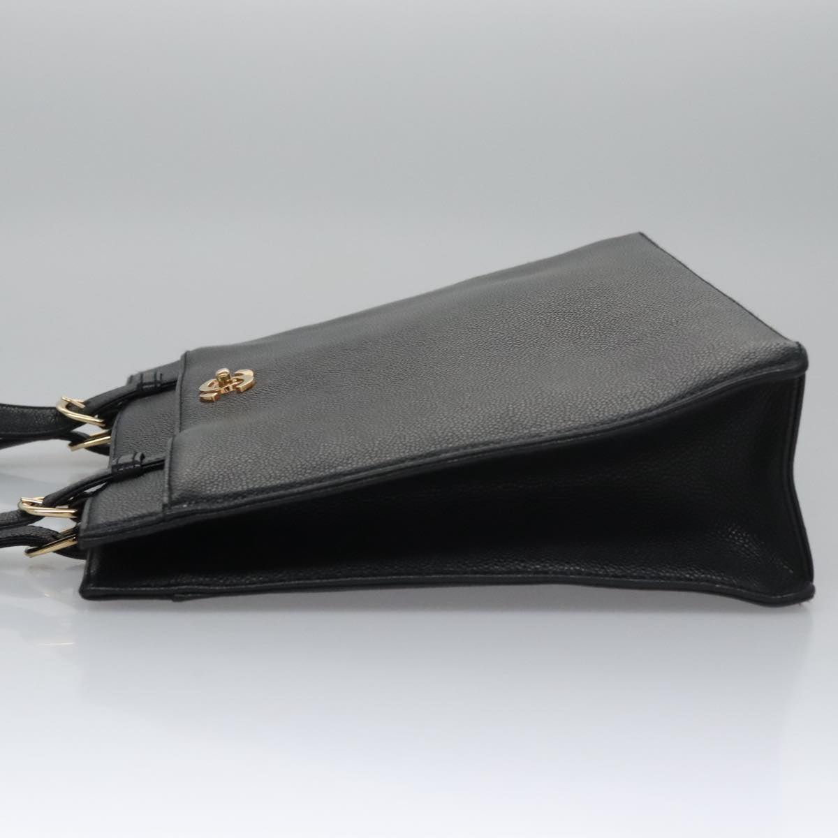CHANEL COCO Mark Tote Bag Caviar Skin Black Gold CC yk17238A