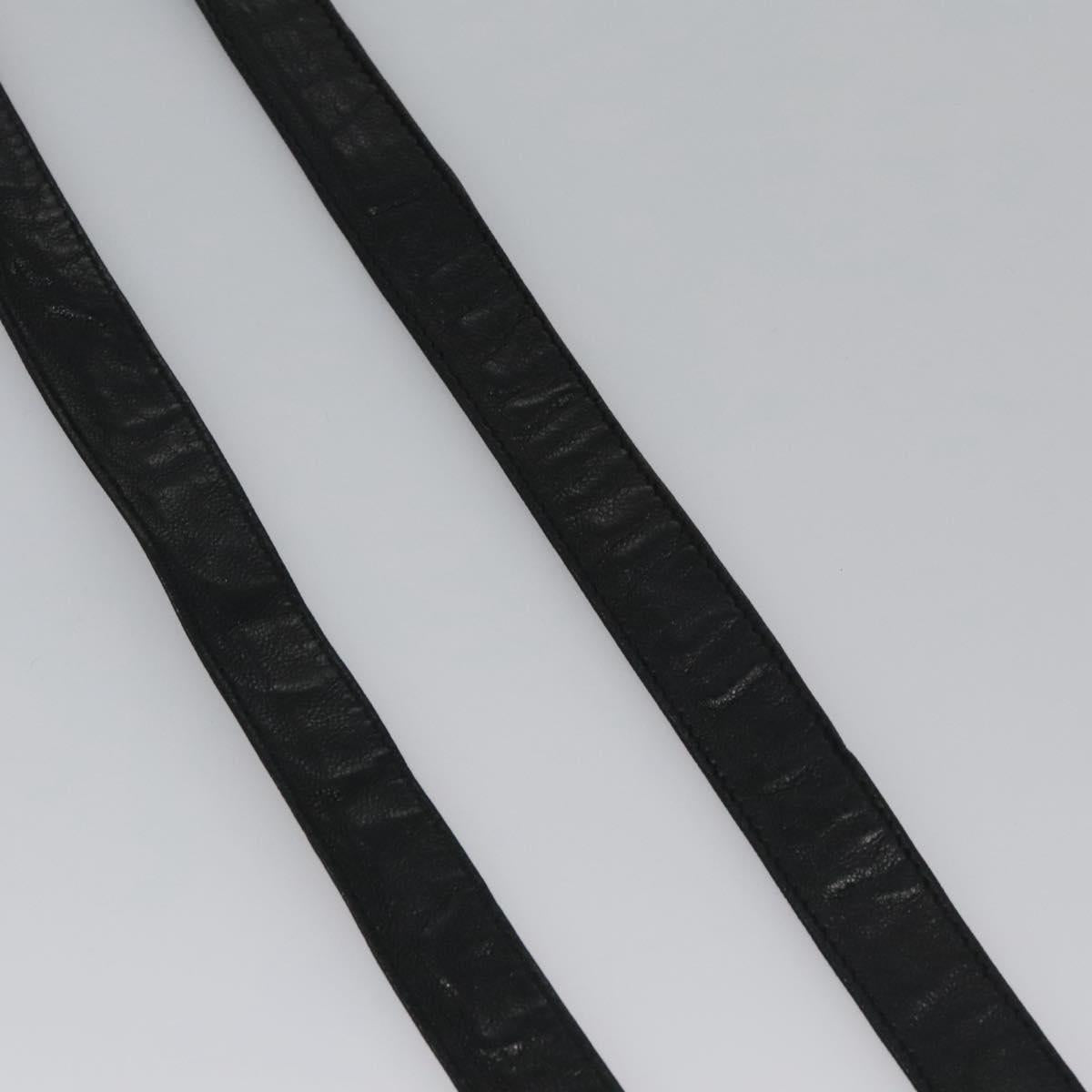 CHANEL Chain Belt Metal Leather 49.6"" Gold Black CC yk17255