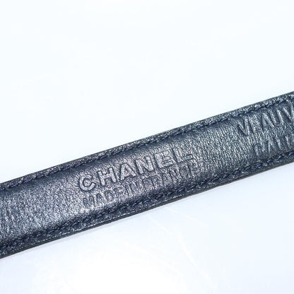 CHANEL COCO Mark Belt Leather 26.4"" Black Gold CC yk17305