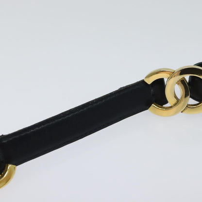CHANEL COCO Mark Belt Leather 26.4"" Black Gold CC yk17305