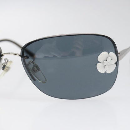 CHANEL Camelia Sunglasses metal Silver CC yk17322