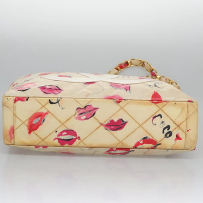 CHANEL Matelasse Chain COCO Mark Lip Tote Bag Vinyl Red CC yk17404