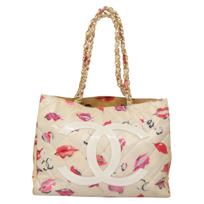 CHANEL Matelasse Chain COCO Mark Lip Tote Bag Vinyl Red CC yk17404