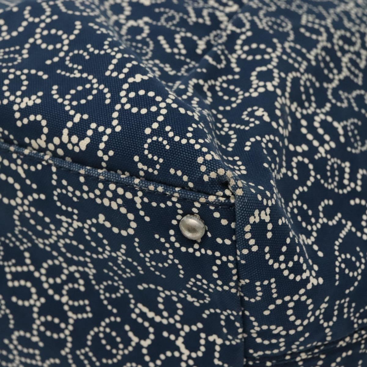 CHANEL Arabesque Tote Bag Canvas Navy CC yk17405