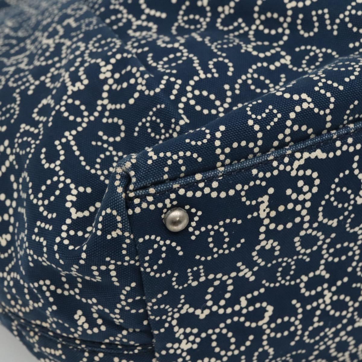 CHANEL Arabesque Tote Bag Canvas Navy CC yk17405