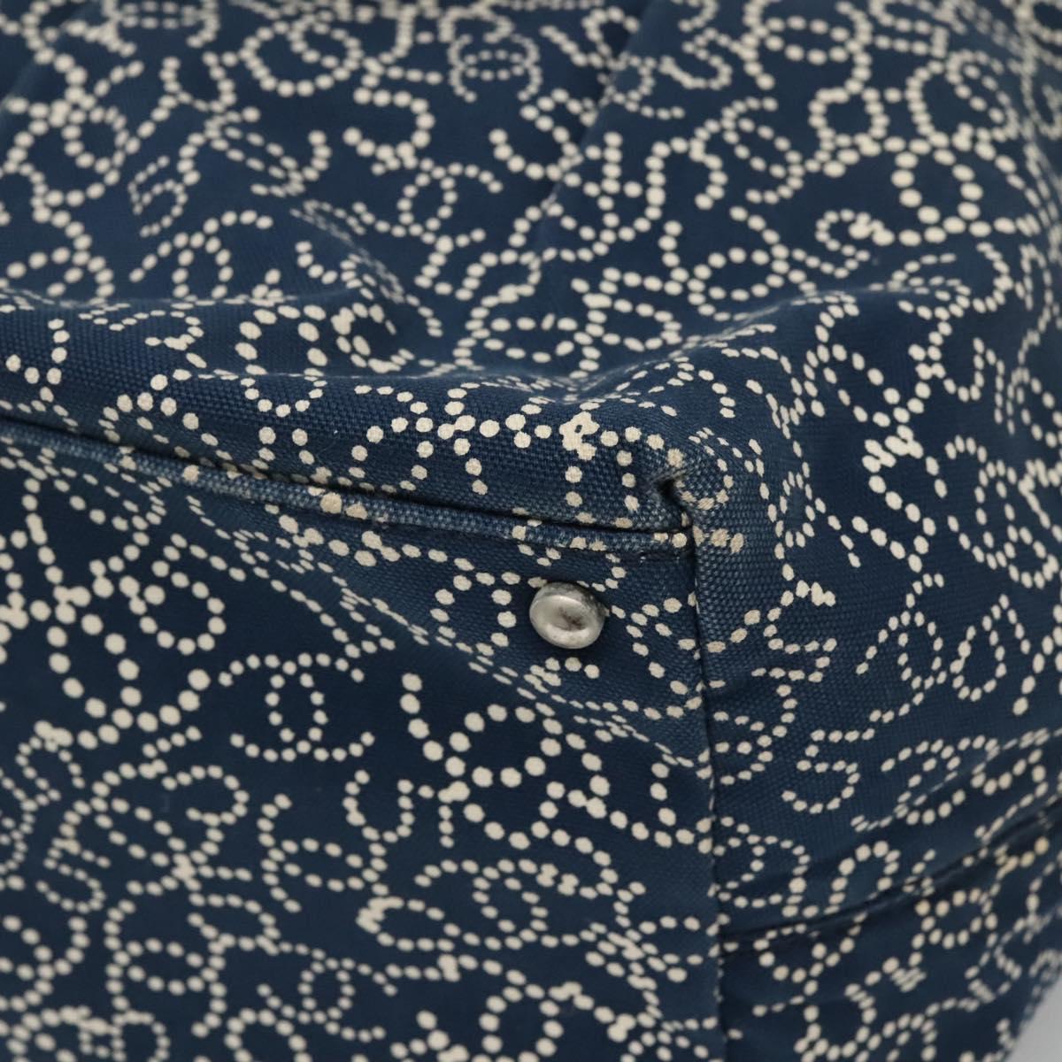 CHANEL Arabesque Tote Bag Canvas Navy CC yk17405