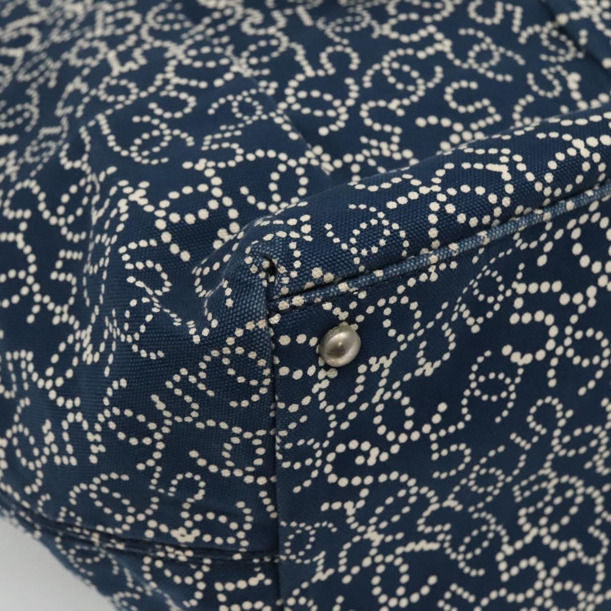 CHANEL Arabesque Tote Bag Canvas Navy CC yk17405