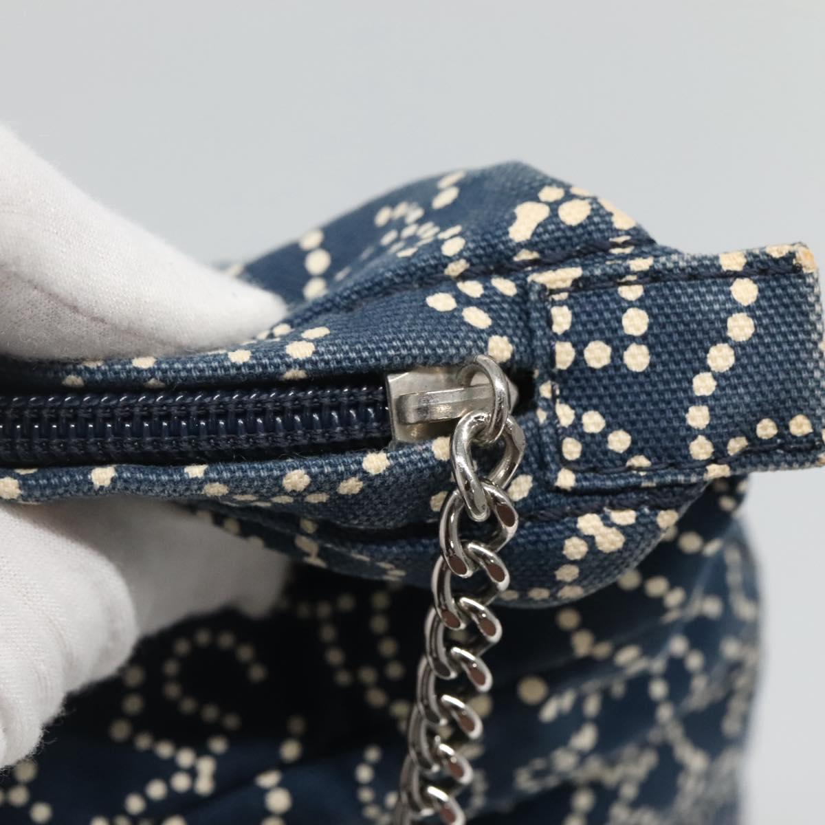 CHANEL Arabesque Tote Bag Canvas Navy CC yk17405