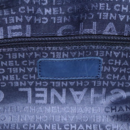 CHANEL Arabesque Tote Bag Canvas Navy CC yk17405