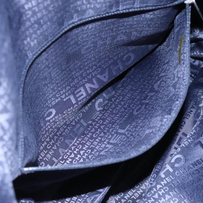 CHANEL Arabesque Tote Bag Canvas Navy CC yk17405