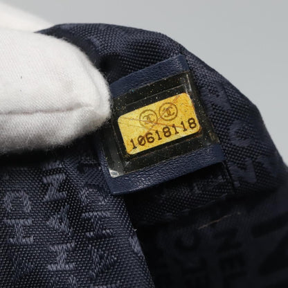 CHANEL Arabesque Tote Bag Canvas Navy CC yk17405