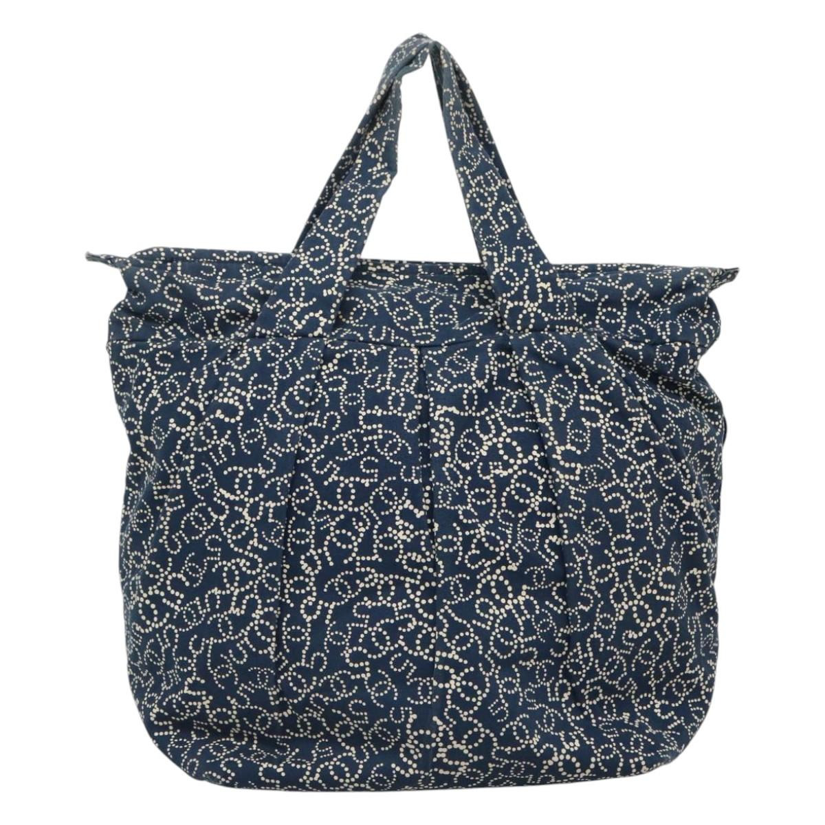 CHANEL Arabesque Tote Bag Canvas Navy CC yk17405
