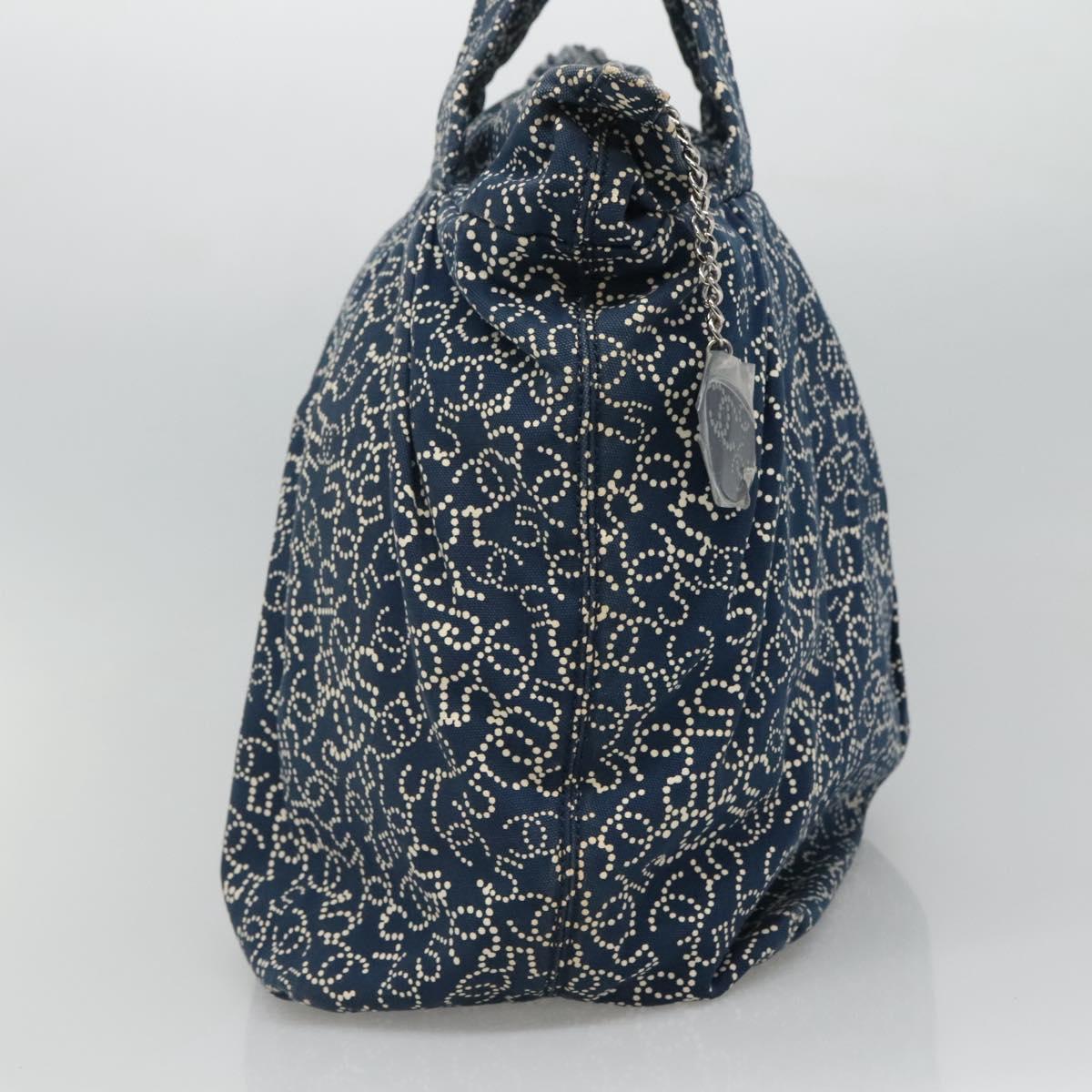 CHANEL Arabesque Tote Bag Canvas Navy CC yk17405