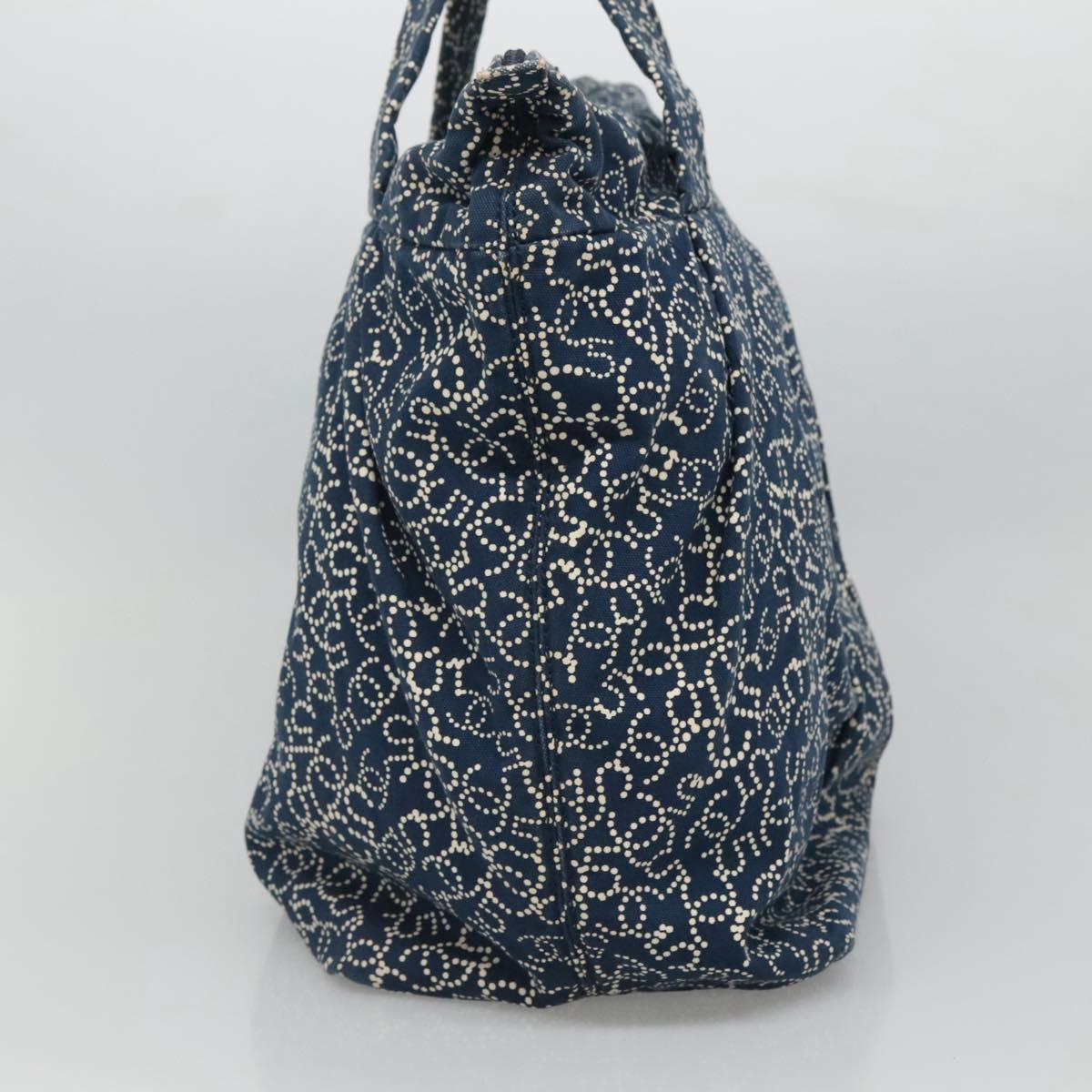 CHANEL Arabesque Tote Bag Canvas Navy CC yk17405