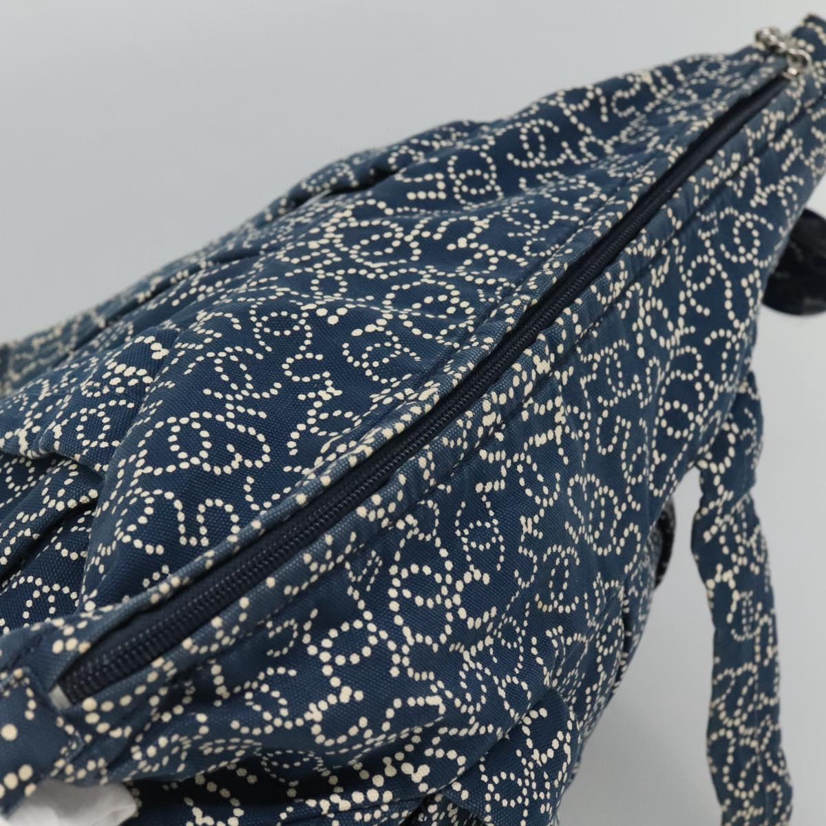 CHANEL Arabesque Tote Bag Canvas Navy CC yk17405