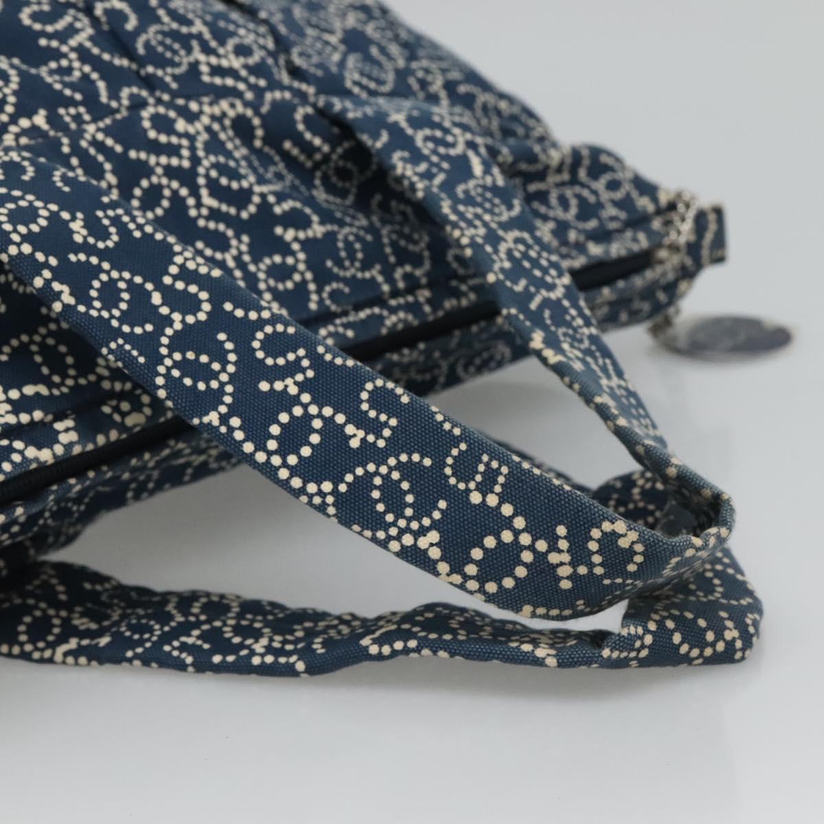 CHANEL Arabesque Tote Bag Canvas Navy CC yk17405