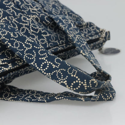 CHANEL Arabesque Tote Bag Canvas Navy CC yk17405