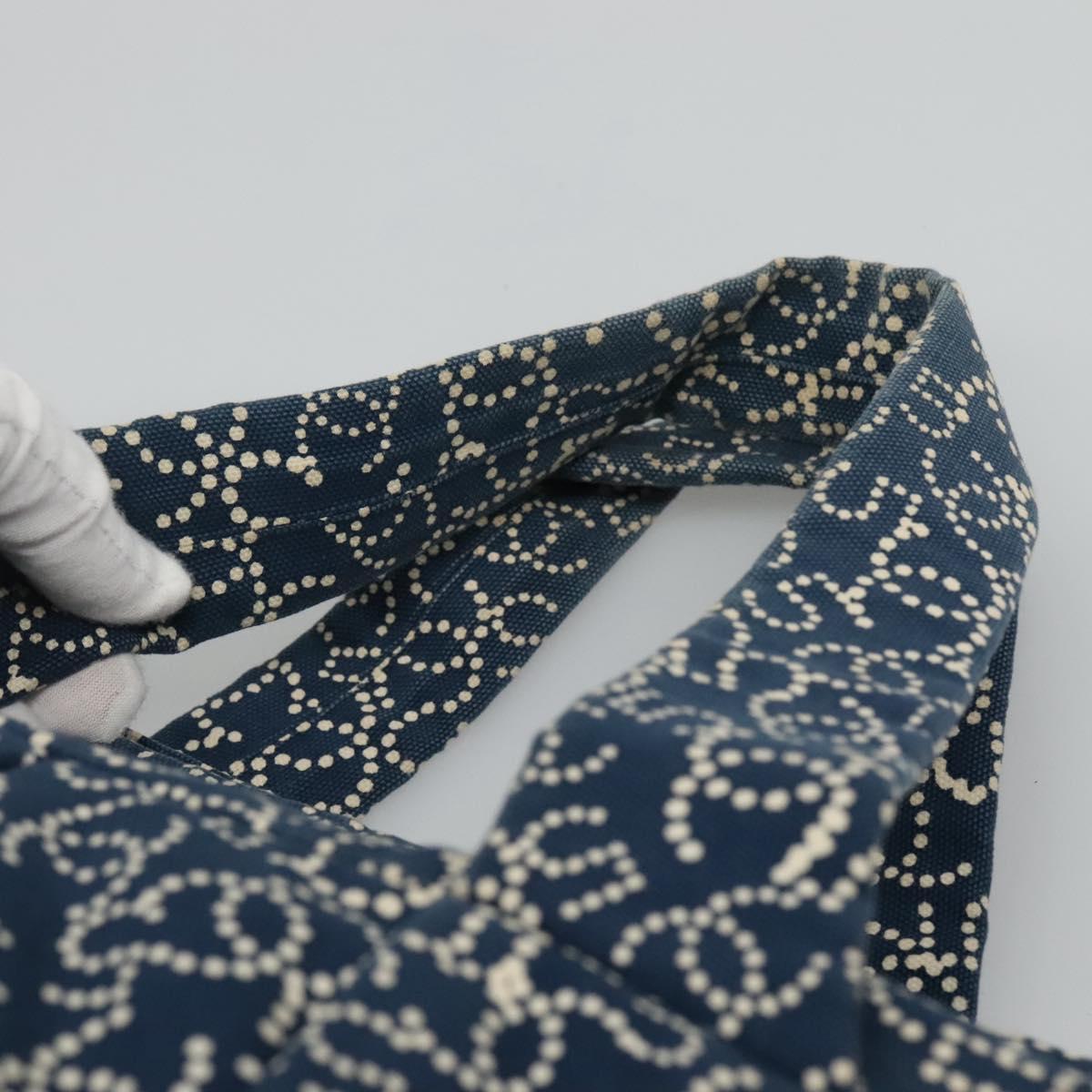 CHANEL Arabesque Tote Bag Canvas Navy CC yk17405