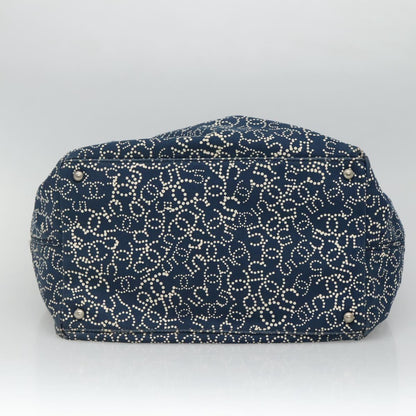 CHANEL Arabesque Tote Bag Canvas Navy CC yk17405