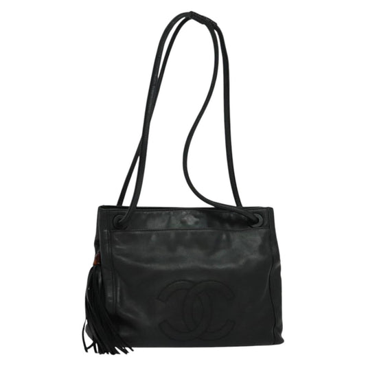CHANEL COCO Mark Shoulder Bag Leather Black CC yk17438