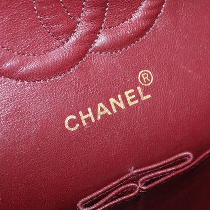 CHANEL Matelasse 25 Double Flap Shoulder Bag Lamb Skin Black CC yk17461A
