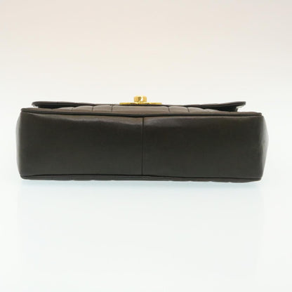 CHANEL Mademoiselle Big COCO Mark Chain ShoulderBag Lamb Skin Black yk4080A
