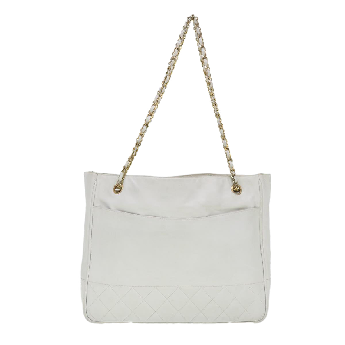 CHANEL Chain Shoulder Bag Lamb Skin White CC yk6254