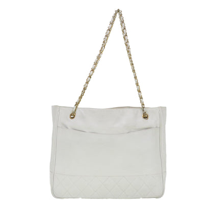 CHANEL Chain Shoulder Bag Lamb Skin White CC yk6254