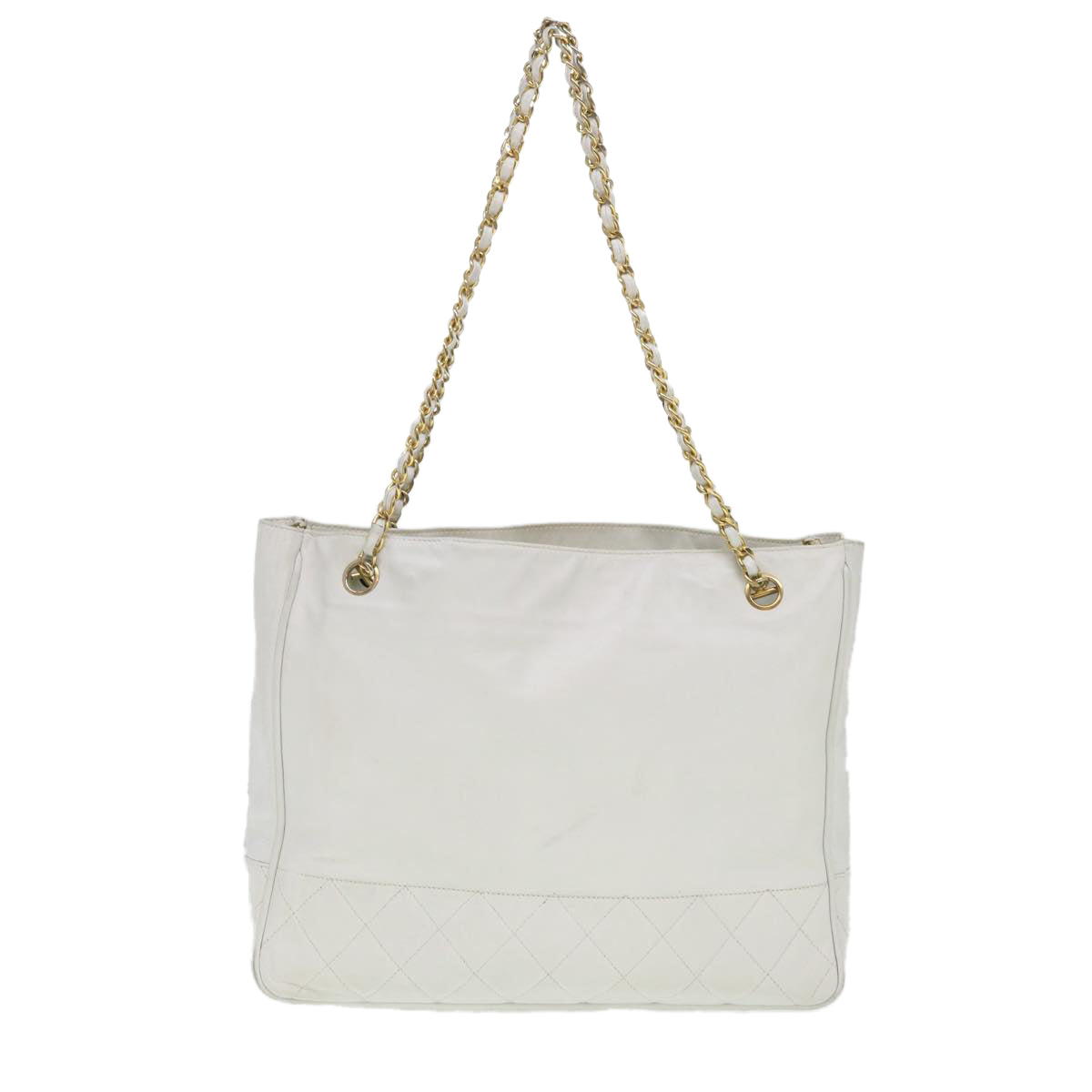 CHANEL Chain Shoulder Bag Lamb Skin White CC yk6254