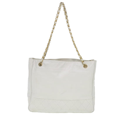 CHANEL Chain Shoulder Bag Lamb Skin White CC yk6254