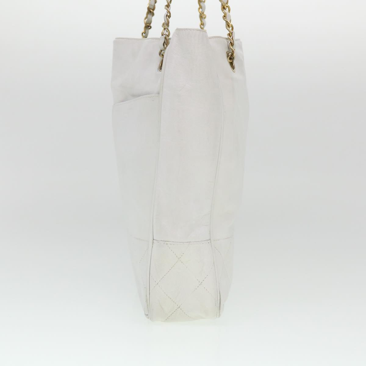 CHANEL Chain Shoulder Bag Lamb Skin White CC yk6254