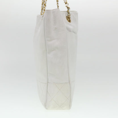 CHANEL Chain Shoulder Bag Lamb Skin White CC yk6254