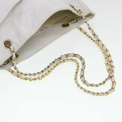 CHANEL Chain Shoulder Bag Lamb Skin White CC yk6254