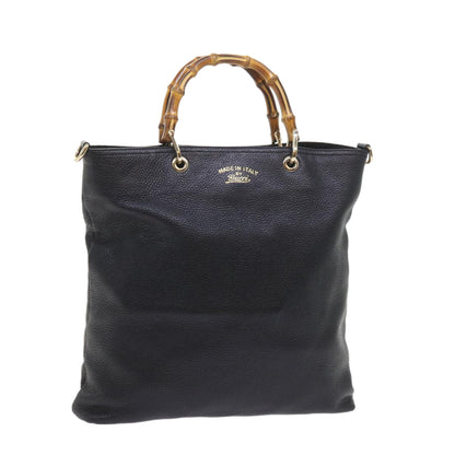 GUCCI Bamboo Hand Bag Leather Black 323663  9327