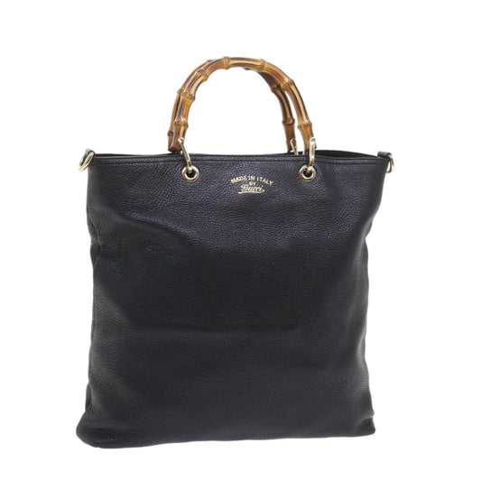 GUCCI Bamboo Hand Bag Leather Black 323663  9327