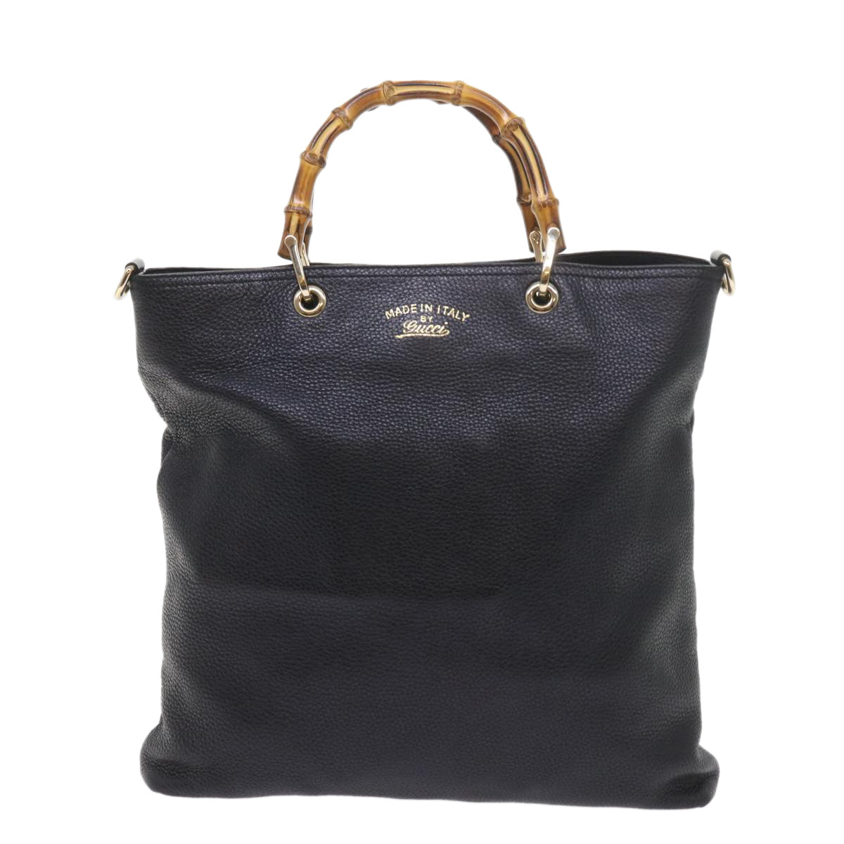 GUCCI Bamboo Hand Bag Leather Black 323663  9327