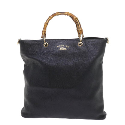 GUCCI Bamboo Hand Bag Leather Black 323663  9327