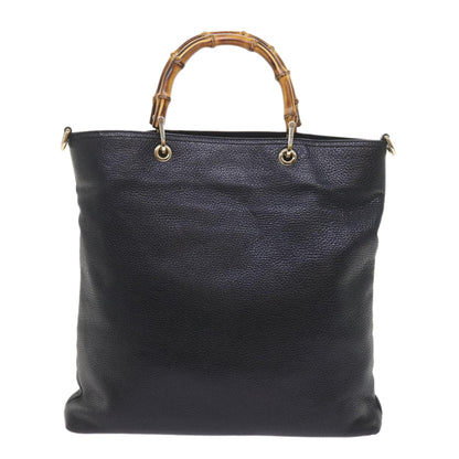 GUCCI Bamboo Hand Bag Leather Black 323663  9327