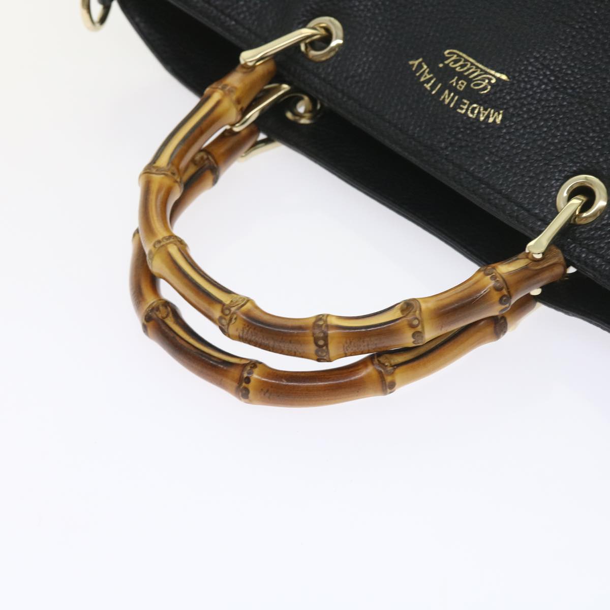 GUCCI Bamboo Hand Bag Leather Black 323663  9327
