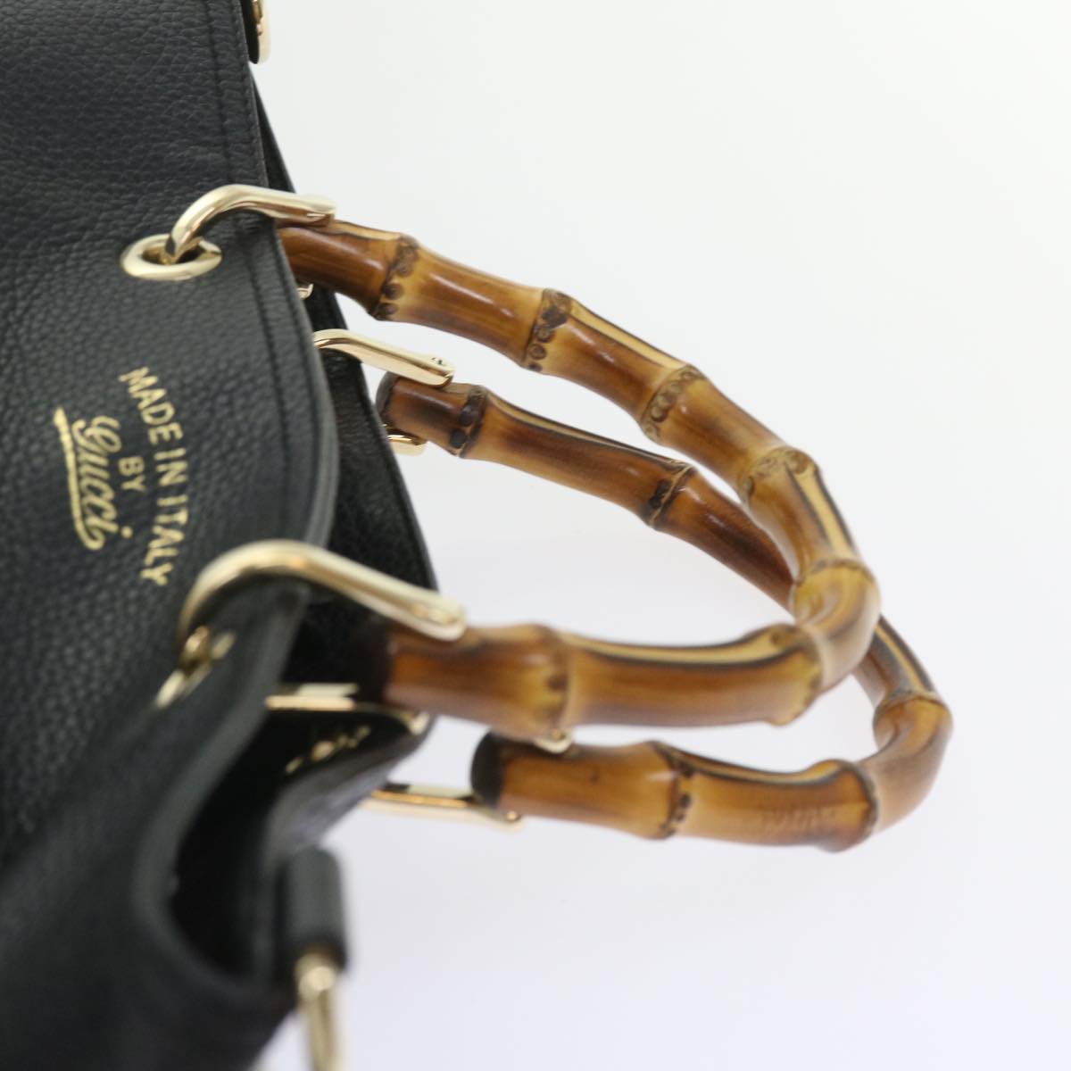 GUCCI Bamboo Hand Bag Leather Black 323663  9327