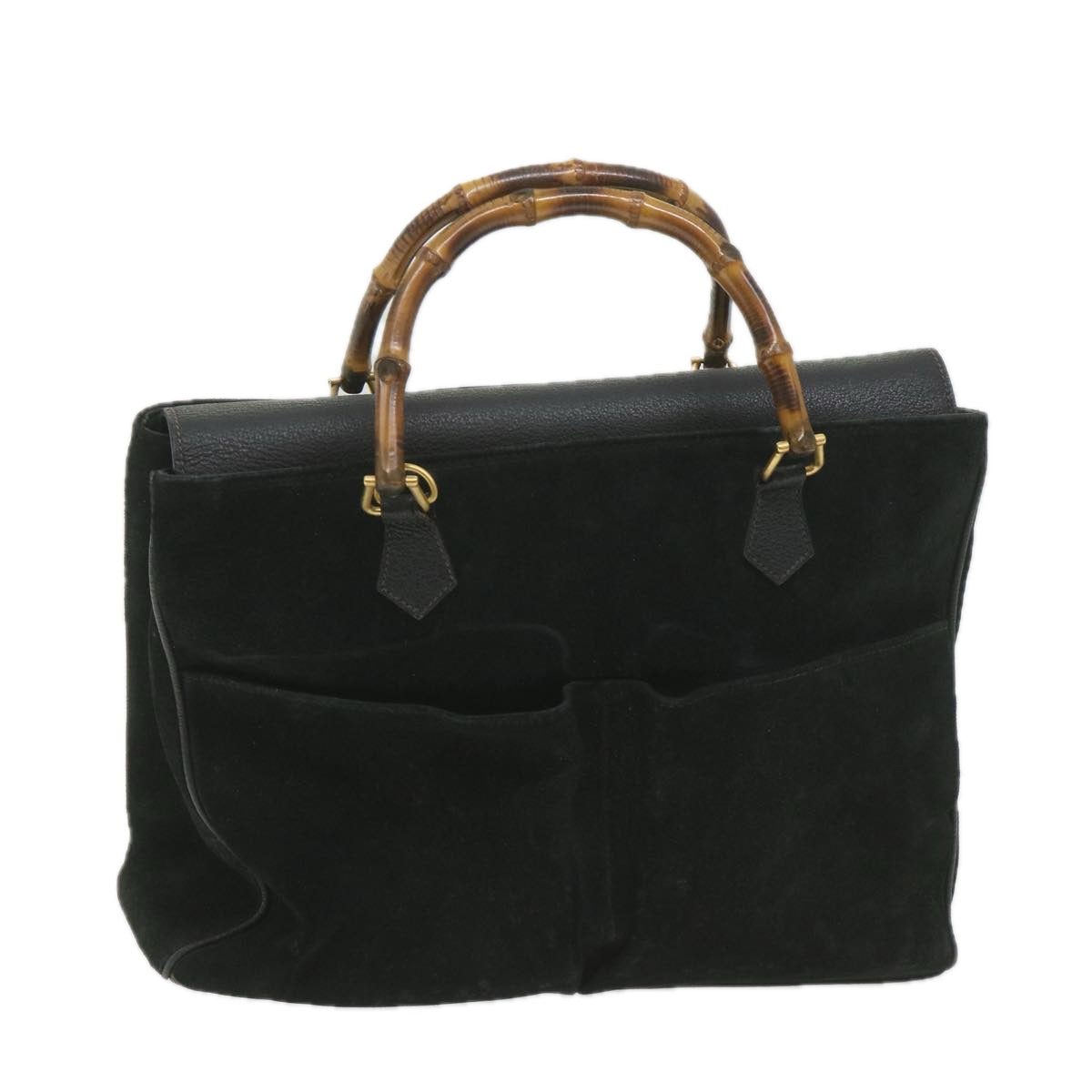 GUCCI Bamboo Hand Bag Suede Black 002 123 0322  9370